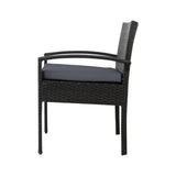 darrahopens Furniture > Outdoor Gardeon Outdoor Furniture Dining Chairs Wicker Garden Patio Cushion Black 3PCS Sofa Set Tea Coffee Cafe Bar Set