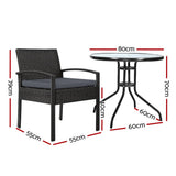 darrahopens Furniture > Outdoor Gardeon Outdoor Furniture Dining Chairs Wicker Garden Patio Cushion Black 3PCS Sofa Set Tea Coffee Cafe Bar Set