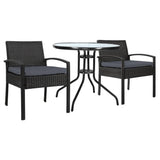 darrahopens Furniture > Outdoor Gardeon Outdoor Furniture Dining Chairs Wicker Garden Patio Cushion Black 3PCS Sofa Set Tea Coffee Cafe Bar Set