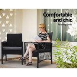 darrahopens Furniture > Outdoor Gardeon Outdoor Furniture Dining Chairs Wicker Garden Patio Cushion Black 3PCS Tea Coffee Cafe Bar Set
