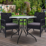 darrahopens Furniture > Outdoor Gardeon Outdoor Furniture Dining Chairs Wicker Garden Patio Cushion Black 3PCS Tea Coffee Cafe Bar Set