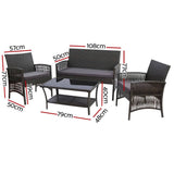 Darrahopens Furniture > Outdoor Gardeon Outdoor Furniture Dining Set Outdoor Lounge Setting Rattan Patio Grey