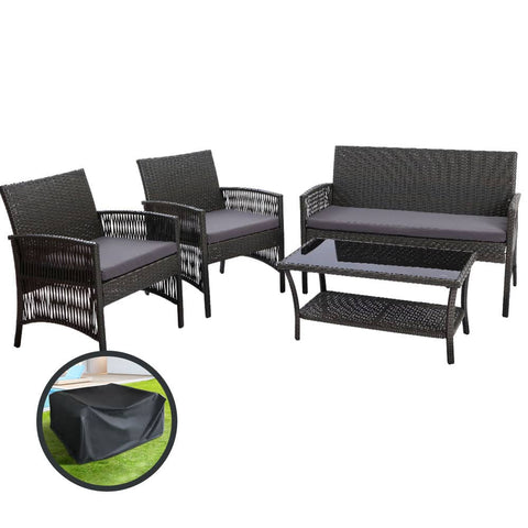 Darrahopens Furniture > Outdoor Gardeon Outdoor Furniture Dining Set Outdoor Lounge Setting Rattan Patio Grey
