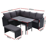 darrahopens Furniture > Outdoor Gardeon Outdoor Furniture Dining Setting Sofa Set Lounge Wicker 8 Seater Black