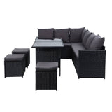 darrahopens Furniture > Outdoor Gardeon Outdoor Furniture Dining Setting Sofa Set Lounge Wicker 9 Seater Black
