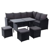 darrahopens Furniture > Outdoor Gardeon Outdoor Furniture Dining Setting Sofa Set Lounge Wicker 9 Seater Black
