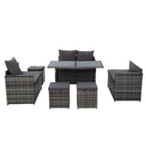 darrahopens Furniture > Outdoor Gardeon Outdoor Furniture Dining Setting Sofa Set Lounge Wicker 9 Seater Mixed Grey
