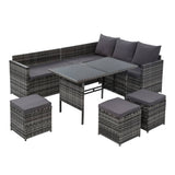 darrahopens Furniture > Outdoor Gardeon Outdoor Furniture Dining Setting Sofa Set Lounge Wicker 9 Seater Mixed Grey