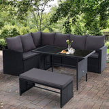 darrahopens Furniture > Outdoor Gardeon Outdoor Furniture Dining Setting Sofa Set Wicker 8 Seater Storage Cover Black
