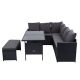 darrahopens Furniture > Outdoor Gardeon Outdoor Furniture Dining Setting Sofa Set Wicker 8 Seater Storage Cover Black