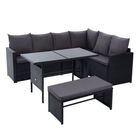 darrahopens Furniture > Outdoor Gardeon Outdoor Furniture Dining Setting Sofa Set Wicker 8 Seater Storage Cover Black