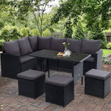 darrahopens Furniture > Outdoor Gardeon Outdoor Furniture Dining Setting Sofa Set Wicker 9 Seater Storage Cover Black