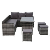 darrahopens Furniture > Outdoor Gardeon Outdoor Furniture Dining Setting Sofa Set Wicker 9 Seater Storage Cover Mixed Grey