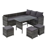 darrahopens Furniture > Outdoor Gardeon Outdoor Furniture Dining Setting Sofa Set Wicker 9 Seater Storage Cover Mixed Grey