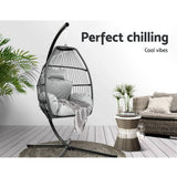 darrahopens Furniture > Outdoor Gardeon Outdoor Furniture Egg Hammock Hanging Swing Chair Stand Pod Wicker Grey