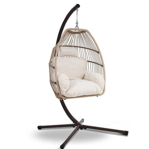 darrahopens Furniture > Outdoor Gardeon Outdoor Furniture Egg Hanging Swing Chair Stand Wicker Rattan Hammock