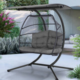 darrahopens Furniture > Outdoor Gardeon Outdoor Furniture Lounge Hanging Swing Chair Egg Hammock Stand Rattan Wicker Grey