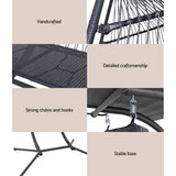 darrahopens Furniture > Outdoor Gardeon Outdoor Furniture Lounge Hanging Swing Chair Egg Hammock Stand Rattan Wicker Grey