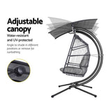 darrahopens Furniture > Outdoor Gardeon Outdoor Furniture Lounge Hanging Swing Chair Egg Hammock Stand Rattan Wicker Grey