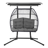 darrahopens Furniture > Outdoor Gardeon Outdoor Furniture Lounge Hanging Swing Chair Egg Hammock Stand Rattan Wicker Grey