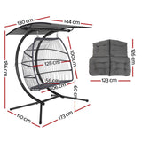 darrahopens Furniture > Outdoor Gardeon Outdoor Furniture Lounge Hanging Swing Chair Egg Hammock Stand Rattan Wicker Grey