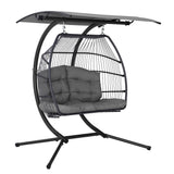darrahopens Furniture > Outdoor Gardeon Outdoor Furniture Lounge Hanging Swing Chair Egg Hammock Stand Rattan Wicker Grey