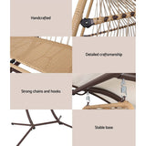 darrahopens Furniture > Outdoor Gardeon Outdoor Furniture Lounge Hanging Swing Chair Egg Hammock Stand Rattan Wicker Latte