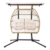 darrahopens Furniture > Outdoor Gardeon Outdoor Furniture Lounge Hanging Swing Chair Egg Hammock Stand Rattan Wicker Latte
