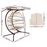 darrahopens Furniture > Outdoor Gardeon Outdoor Furniture Lounge Hanging Swing Chair Egg Hammock Stand Rattan Wicker Latte
