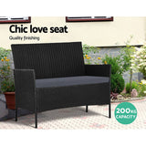 darrahopens Furniture > Outdoor Gardeon Outdoor Furniture Lounge Setting Wicker Patio Dining Set w/Storage Cover Black