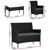darrahopens Furniture > Outdoor Gardeon Outdoor Furniture Lounge Setting Wicker Patio Dining Set w/Storage Cover Black