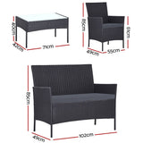 darrahopens Furniture > Outdoor Gardeon Outdoor Furniture Lounge Setting Wicker Patio Dining Set w/Storage Cover Grey
