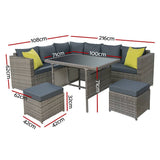 darrahopens Furniture > Outdoor Gardeon Outdoor Furniture Patio Set Dining Sofa Table Chair Lounge Garden Wicker Grey