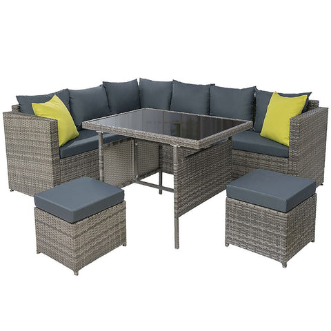darrahopens Furniture > Outdoor Gardeon Outdoor Furniture Patio Set Dining Sofa Table Chair Lounge Garden Wicker Grey