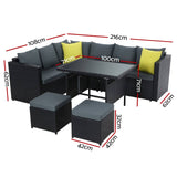 darrahopens Furniture > Outdoor Gardeon Outdoor Furniture Patio Set Dining Sofa Table Chair Lounge Wicker Garden Black