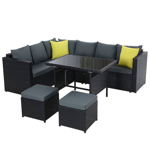 darrahopens Furniture > Outdoor Gardeon Outdoor Furniture Patio Set Dining Sofa Table Chair Lounge Wicker Garden Black