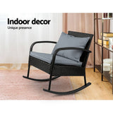 darrahopens Furniture > Outdoor Gardeon Outdoor Furniture Rocking Chair Wicker Garden Patio Lounge Setting Black