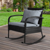 darrahopens Furniture > Outdoor Gardeon Outdoor Furniture Rocking Chair Wicker Garden Patio Lounge Setting Black