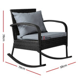 darrahopens Furniture > Outdoor Gardeon Outdoor Furniture Rocking Chair Wicker Garden Patio Lounge Setting Black