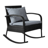 darrahopens Furniture > Outdoor Gardeon Outdoor Furniture Rocking Chair Wicker Garden Patio Lounge Setting Black