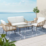 Darrahopens Furniture > Outdoor Gardeon Outdoor Furniture Sofa Set 4 Piece Rattan Lounge Set Table Chairs
