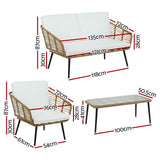 Darrahopens Furniture > Outdoor Gardeon Outdoor Furniture Sofa Set 4 Piece Rattan Lounge Set Table Chairs