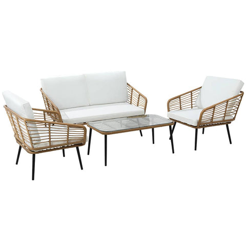 Darrahopens Furniture > Outdoor Gardeon Outdoor Furniture Sofa Set 4 Piece Rattan Lounge Set Table Chairs