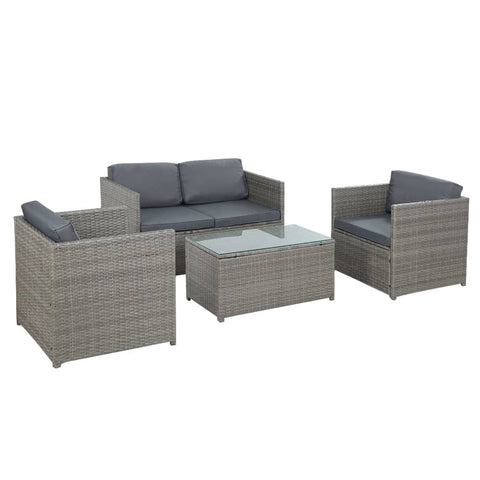 Darrahopens Furniture > Outdoor Gardeon Outdoor Furniture Sofa Set 4-Seater Wicker Lounge Setting Table Chairs