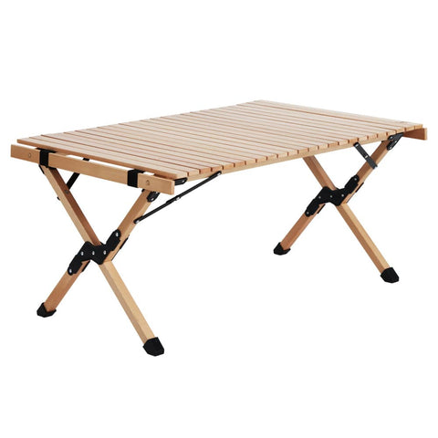 darrahopens Furniture > Outdoor Gardeon Outdoor Furniture Wooden Egg Roll Picnic Table Camping Desk 90CM