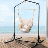 darrahopens Furniture > Outdoor Gardeon Outdoor Hammock Chair with Stand Hanging Hammock with Pillow Cream