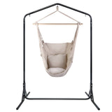 darrahopens Furniture > Outdoor Gardeon Outdoor Hammock Chair with Stand Hanging Hammock with Pillow Cream