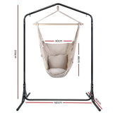 darrahopens Furniture > Outdoor Gardeon Outdoor Hammock Chair with Stand Hanging Hammock with Pillow Cream