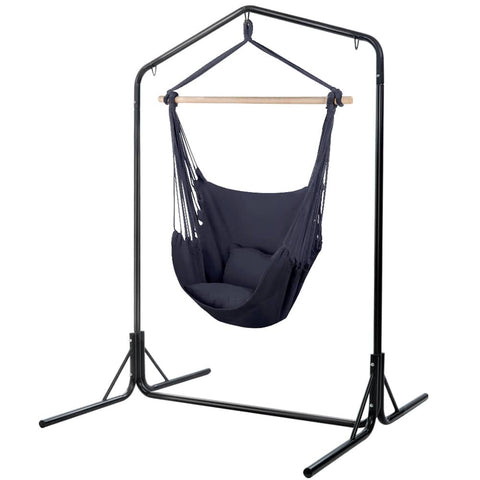 darrahopens Furniture > Outdoor Gardeon Outdoor Hammock Chair with Stand Swing Hanging Hammock with Pillow Grey