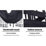 darrahopens Furniture > Outdoor Gardeon Outdoor Hammock Chair with Stand Tassel Hanging Rope Hammocks Grey